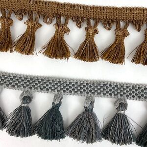 Brown & gray upholstery tassel sewing trim lot 5 yards